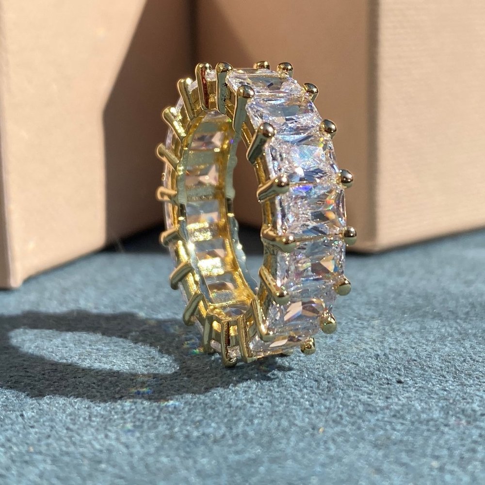 5mm Gold Eternity Engagement Band Tennis Ring S7